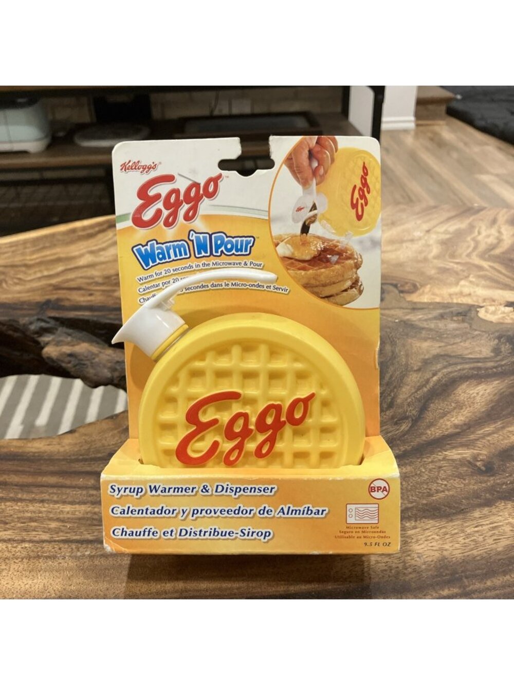 2011 Kellogg Plastic Eggo Waffle Syrup Dispenser Container Yellow - New